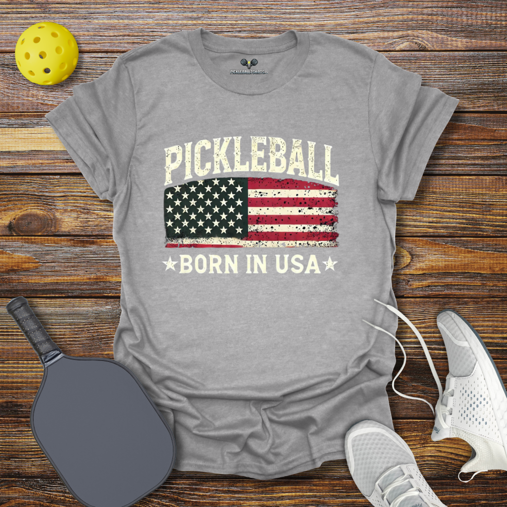 Funny Pickleball Shirt – Pickleball Born in USA 2 T-Shirt
