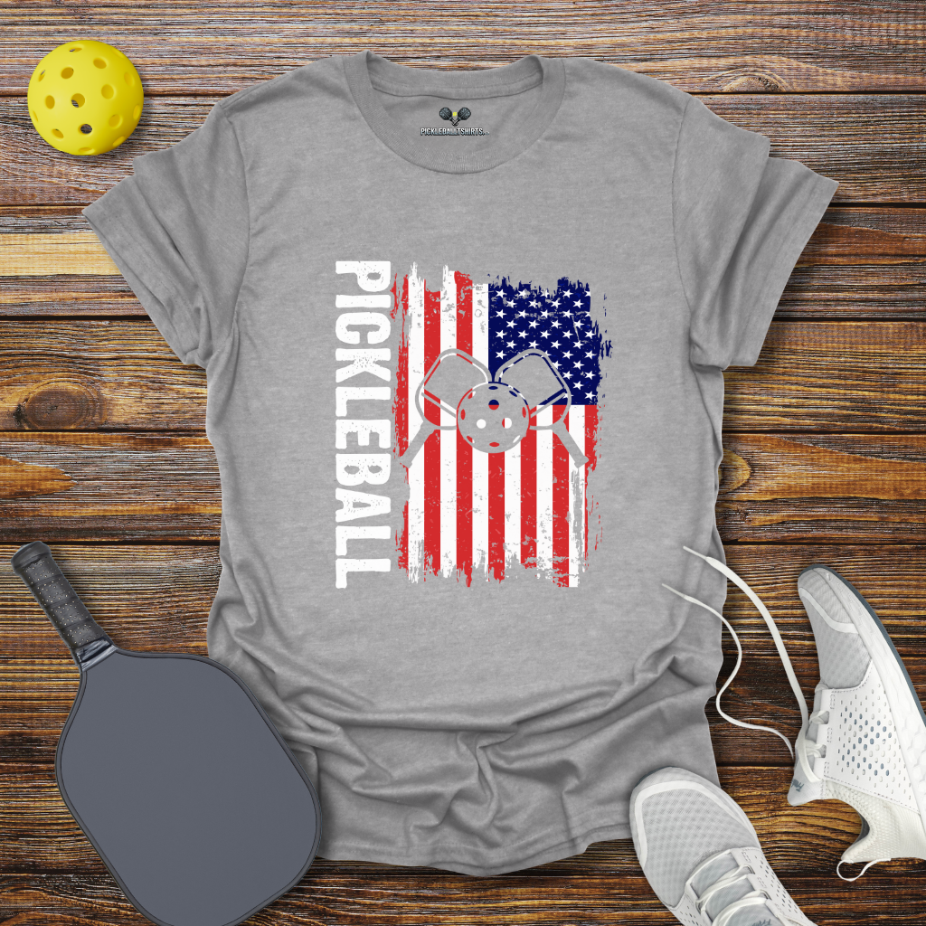 Funny Pickleball Shirt – Pickleball USA Flag T-Shirt