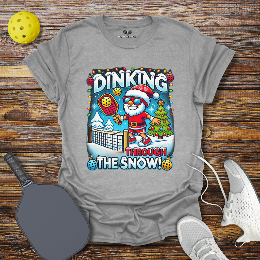 Funny Pickleball Shirt – Dinking Through the Snow Christmas T-Shirt