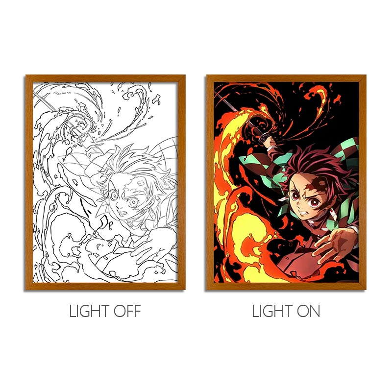 Demon Slayer Anime Light Box – LED Light Painting Photo Frame & Wall Art