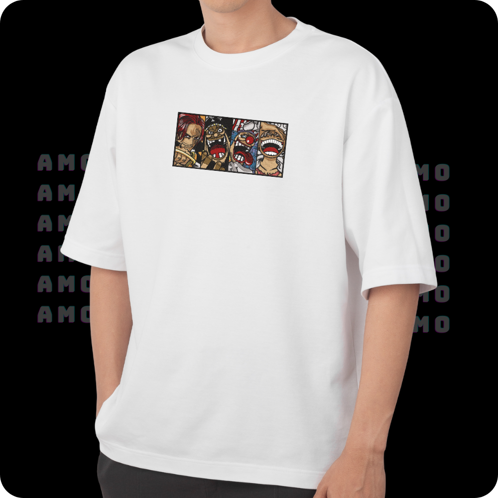 Four Emperors Embroidered T-shirt – One Piece Anime Shirt for True Pirates