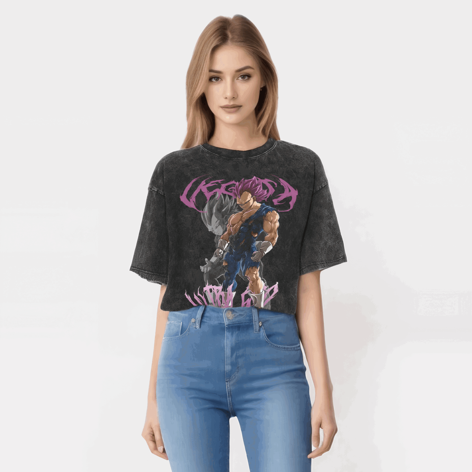 Vegeta Ultra Ego Dragon Ball Washed Vintage Oversize T-Shirt - Anime Streetwear
