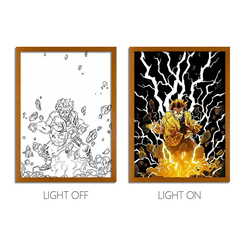 Demon Slayer Anime Light Box – LED Light Painting Photo Frame & Wall Art