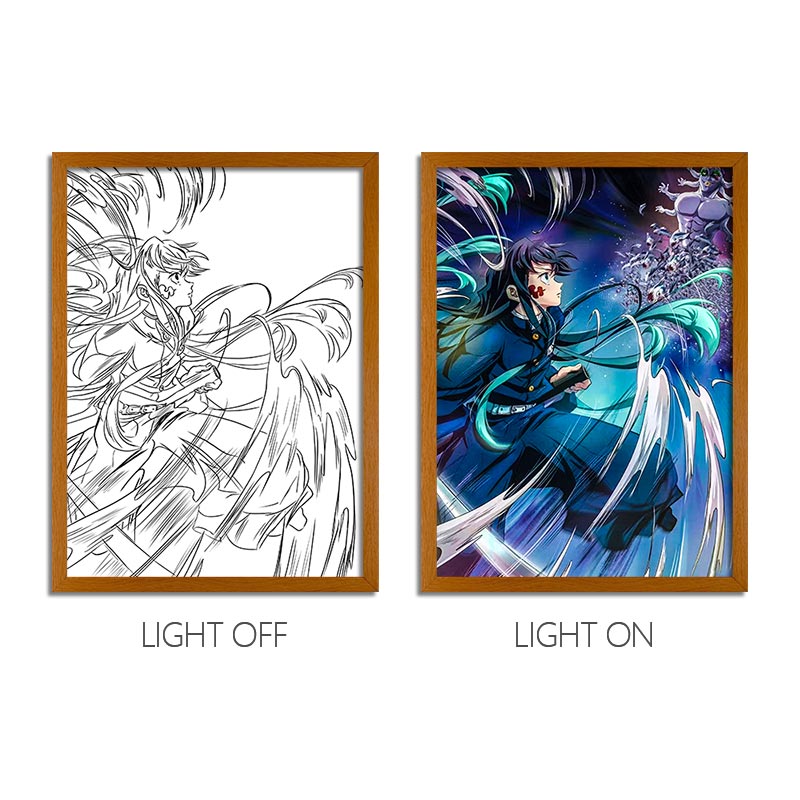 Demon Slayer Anime Light Box – LED Light Painting Photo Frame & Wall Art