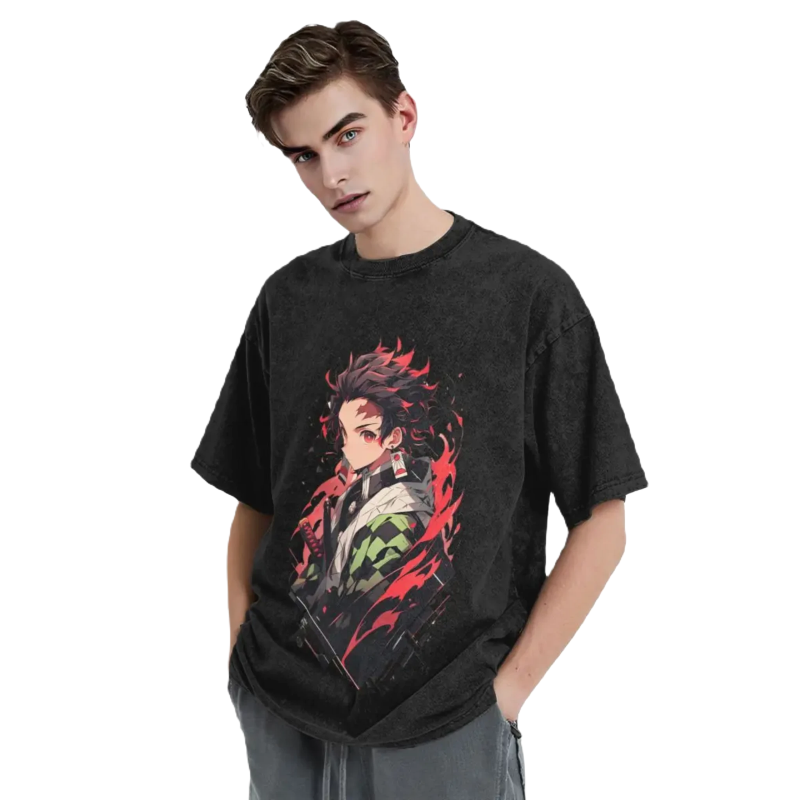 Anime Tee Washed Cotton Vintage - Demon Slayers