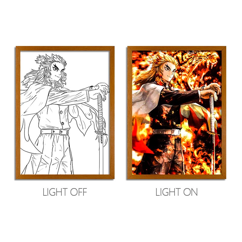 Demon Slayer Anime Light Box – LED Light Painting Photo Frame & Wall Art