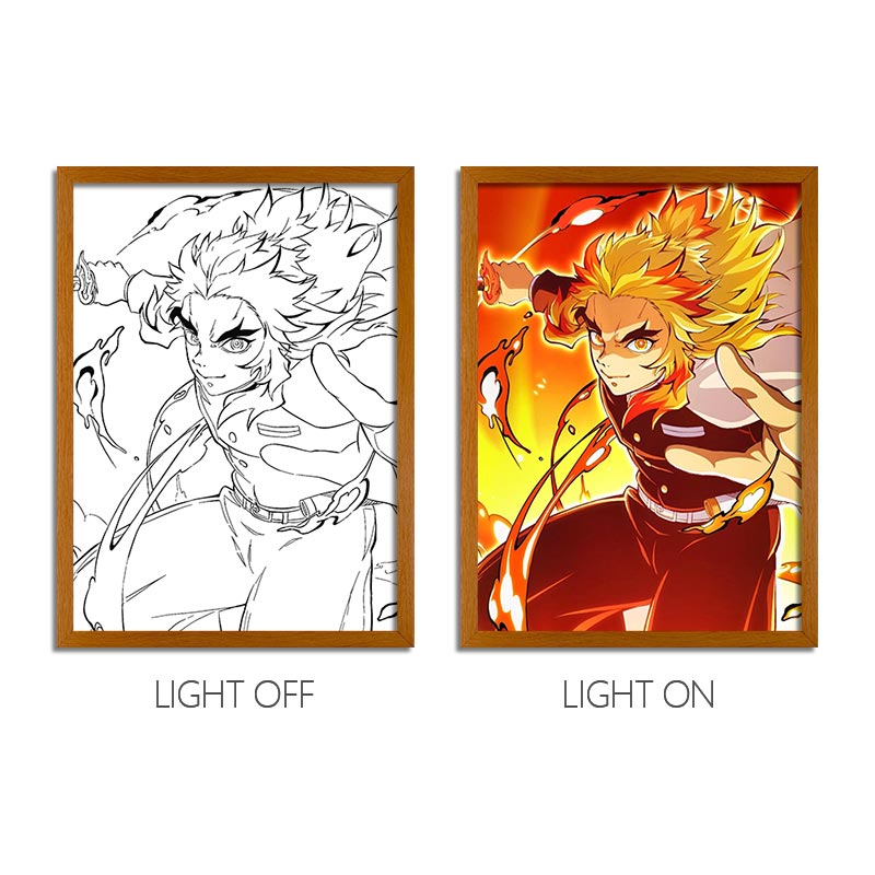Demon Slayer Anime Light Box – LED Light Painting Photo Frame & Wall Art
