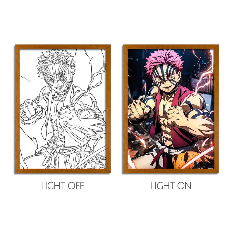 Demon Slayer Anime Light Box – LED Light Painting Photo Frame & Wall Art