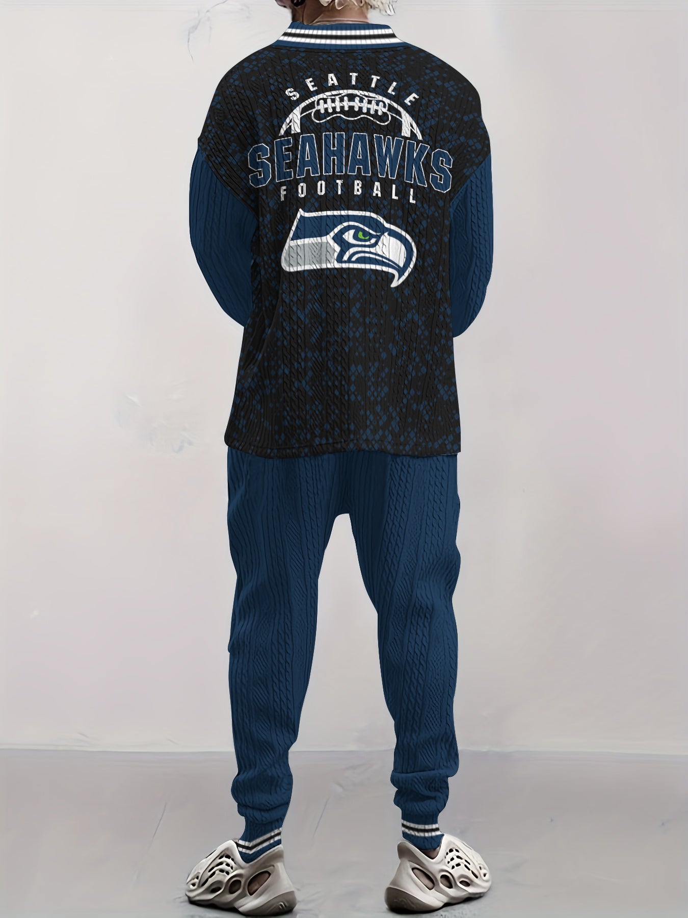 Seattle Seahawks  Classic All-Season Long Sleeve V-Neck Pullover Sweater