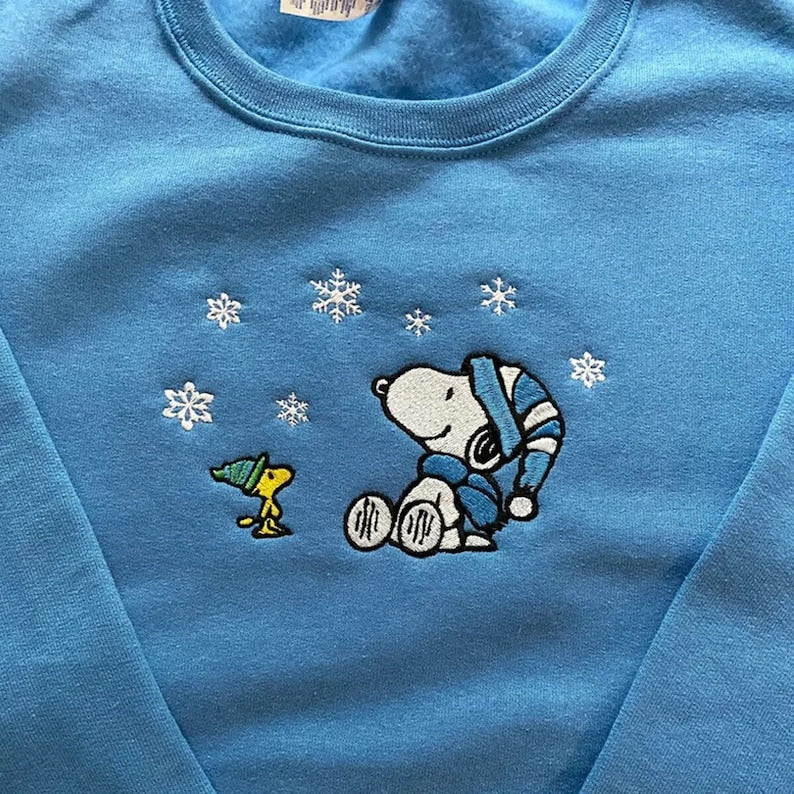 Snoopy Embroidered Christmas Shirt