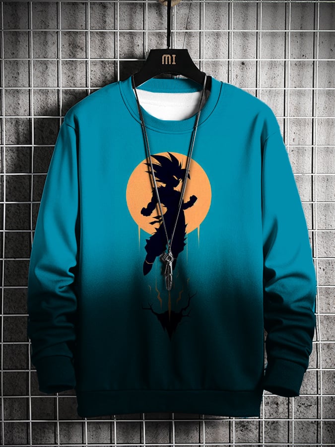 Men's Fashion Casual Anime Gradient Printed Sweatshirt