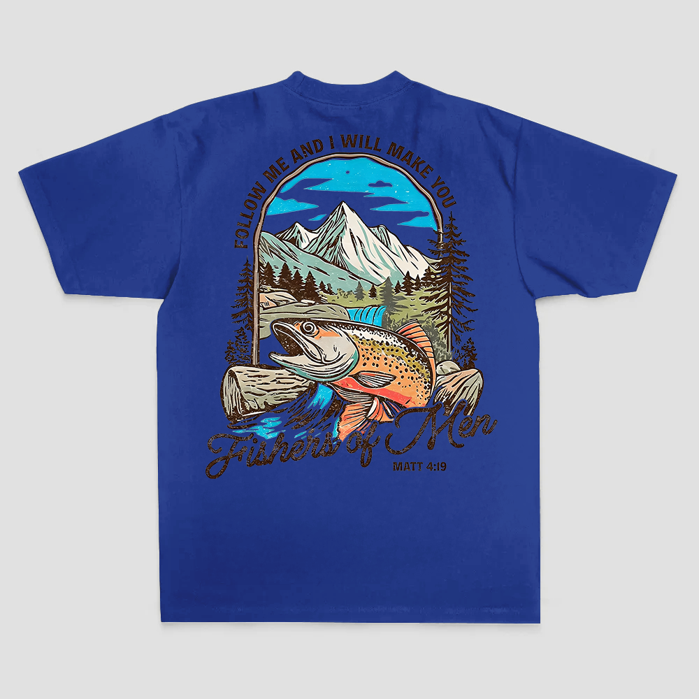Follow Me And I Will Make You Fishers Of Men Matt 4:19 Printed Men's T-shirt