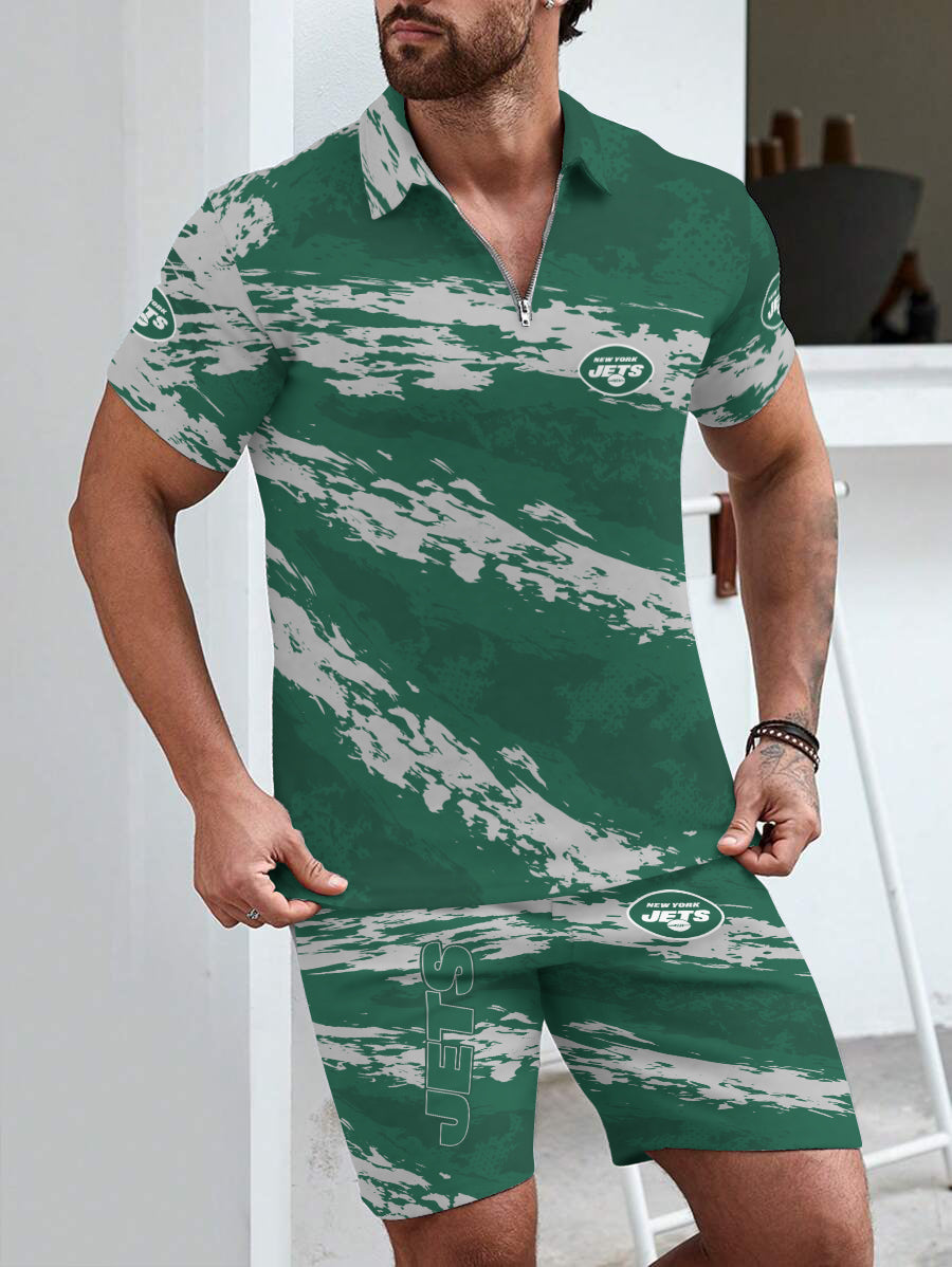 New York Jets Limited Edition ZIP Polo Shirt And Shorts Two-Piece Suits