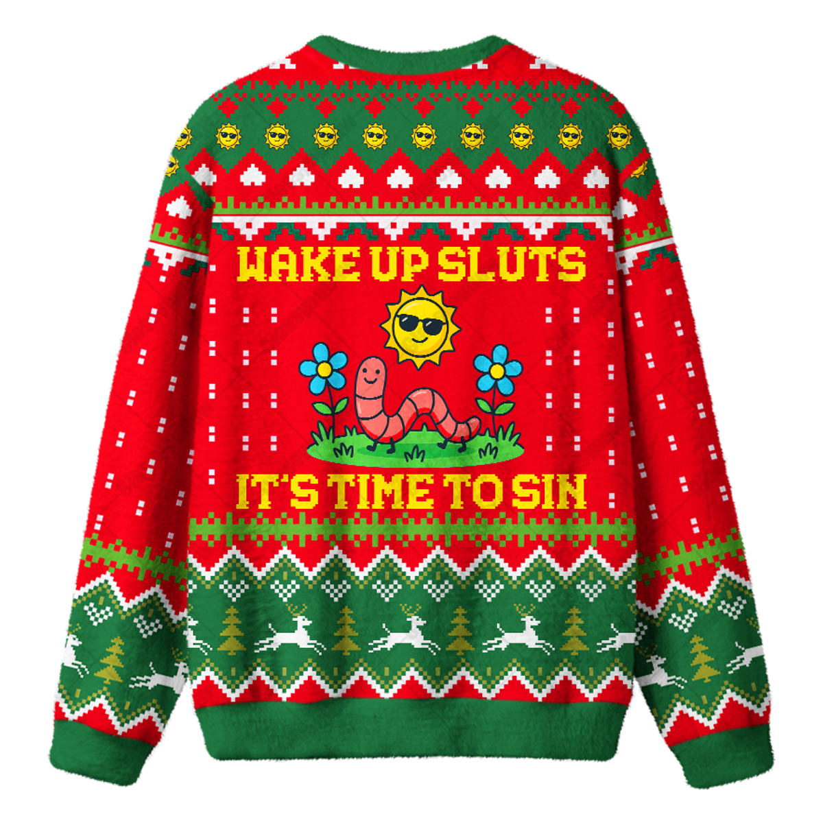 WAKE UP SLUTS IT'S TIME TO SIN UGLY CHRISTMAS SWEATSHIRT — image 2