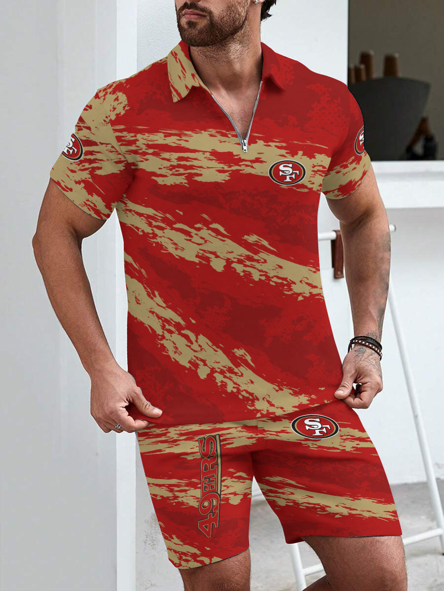 San Francisco 49ers Limited Edition ZIP Polo Shirt And Shorts Two-Piece Suits