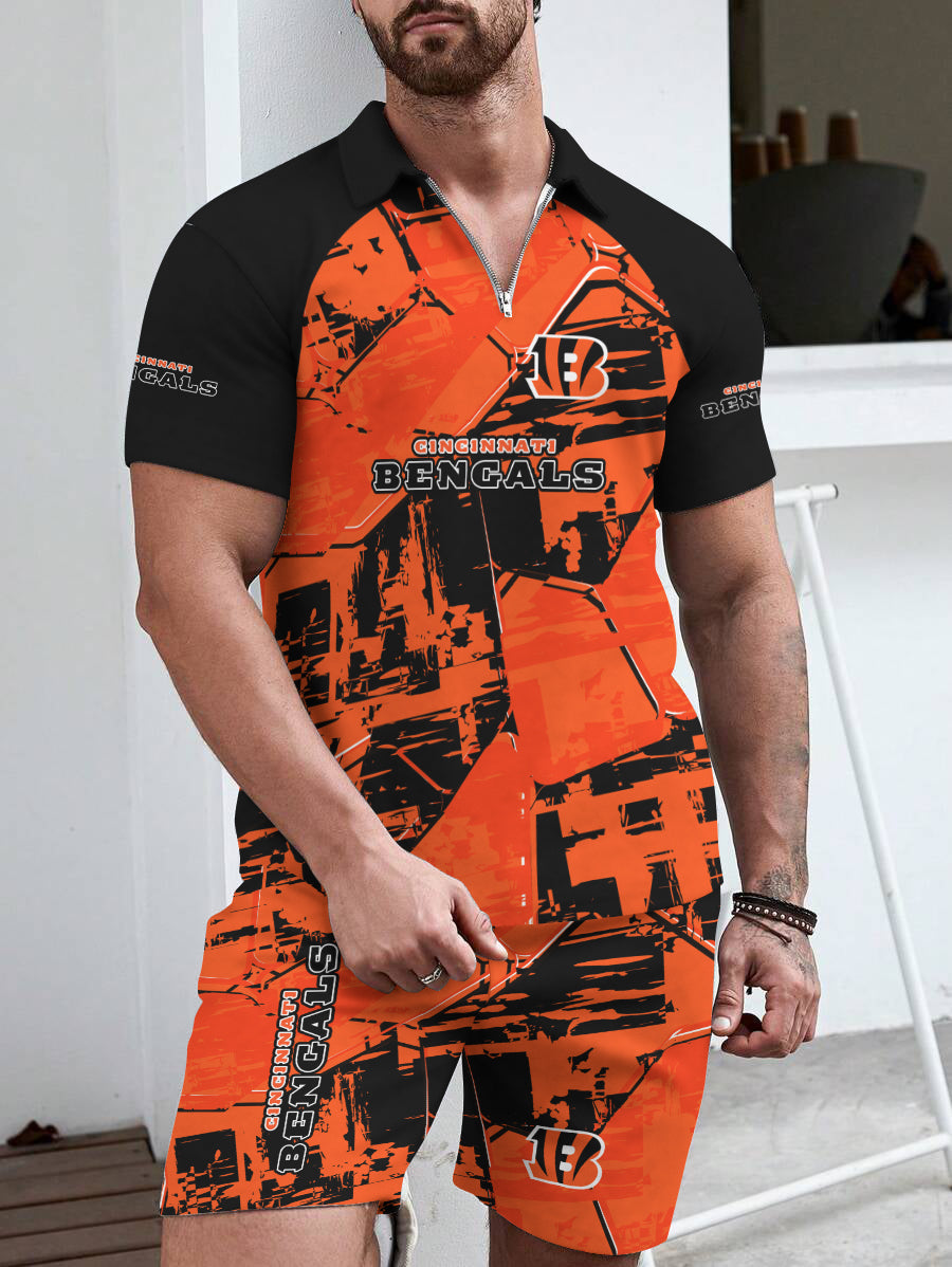 Cincinnati Bengals Limited Edition ZIP Polo Shirt And Shorts Two-Piece Suits