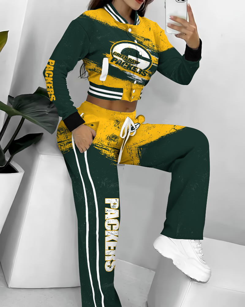 Green Bay Packers 3D Printed Varsity Jacket Set