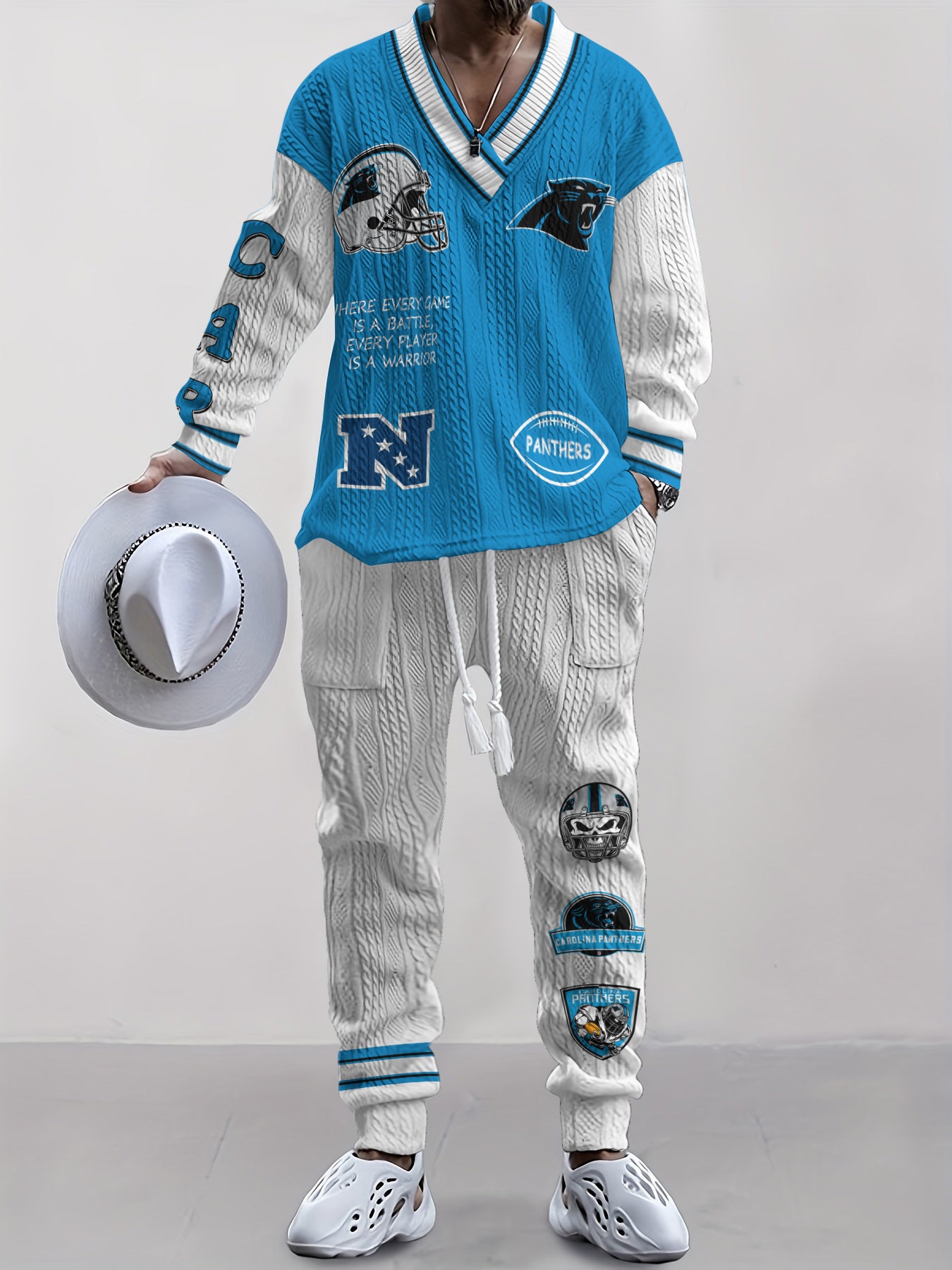 Carolina Panthers Classic All-Season Long Sleeve V-Neck Pullover Sweater