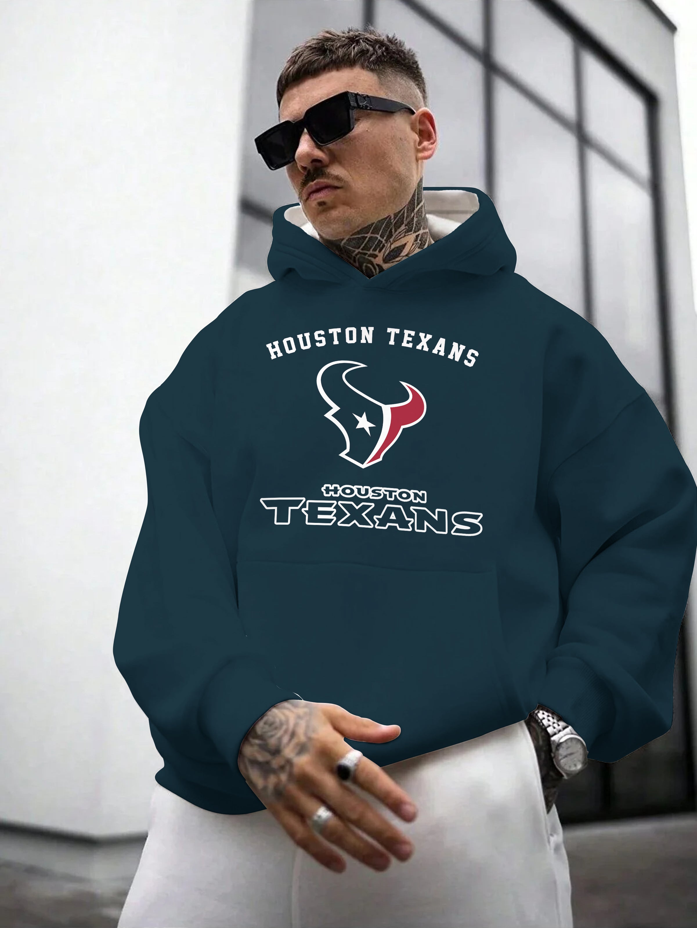 Houston Texans Printed Hooded Pocket Pullover Hoodie