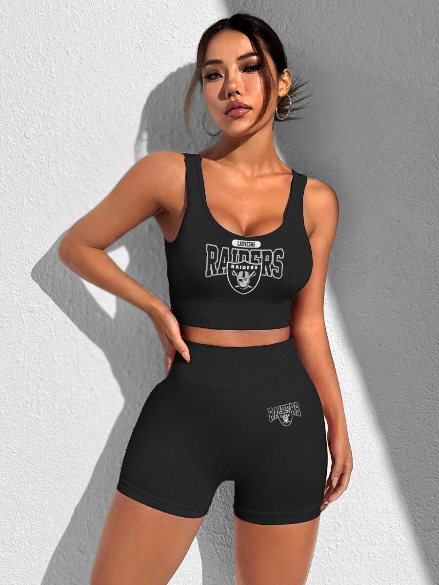 Las Vegas Raiders Sports Bra & Shorts Gym Set