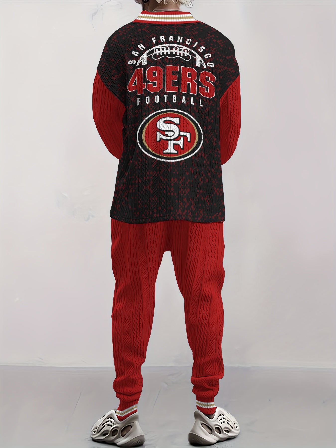 San Francisco 49ers  Classic All-Season Long Sleeve V-Neck Pullover Sweater