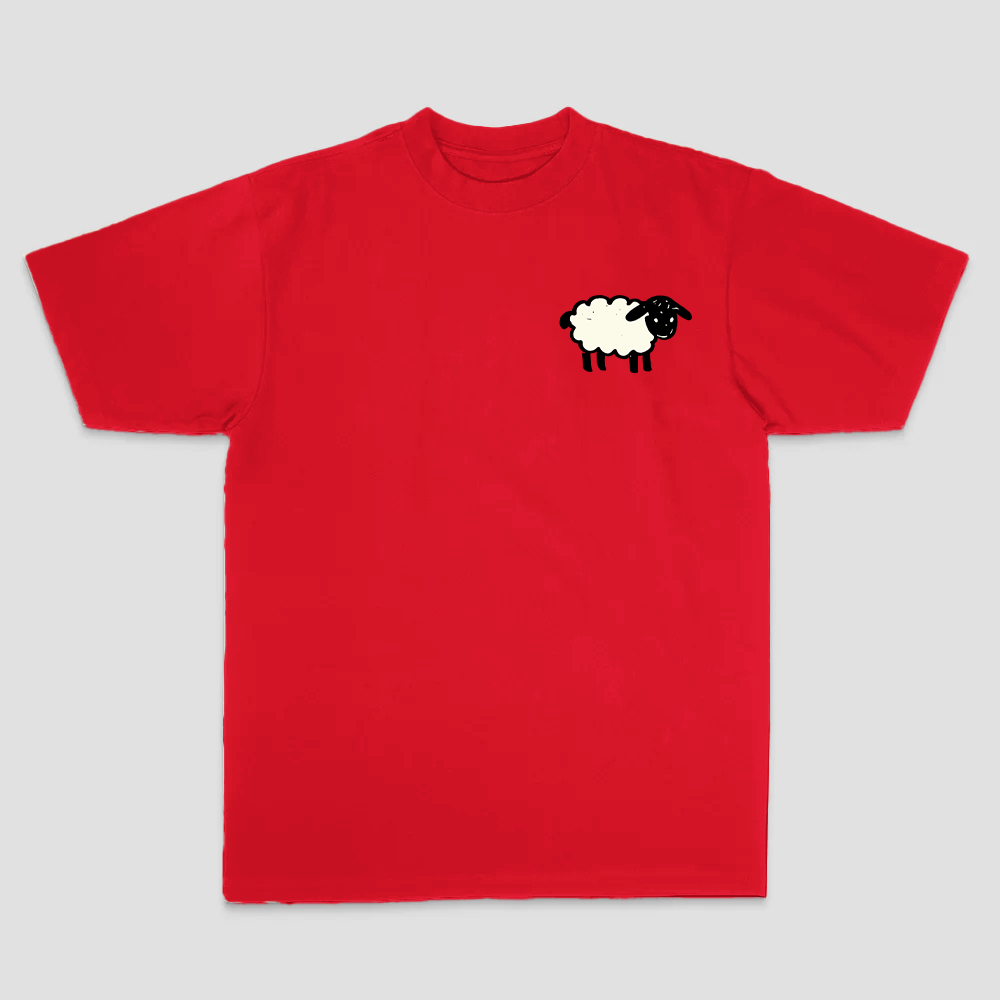 99 Of Hearts Sheep Playing Card Printed Men's T-shirt