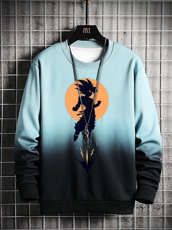 Men's Fashion Casual Anime Gradient Printed Sweatshirt