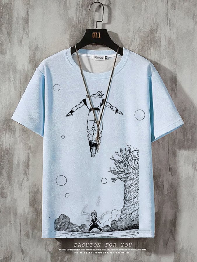 Men's Fashion Casual Gradient Anime Print T-shirt