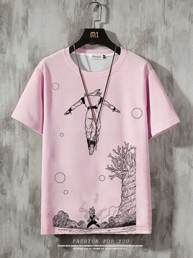 Men's Fashion Casual Gradient Anime Print T-shirt