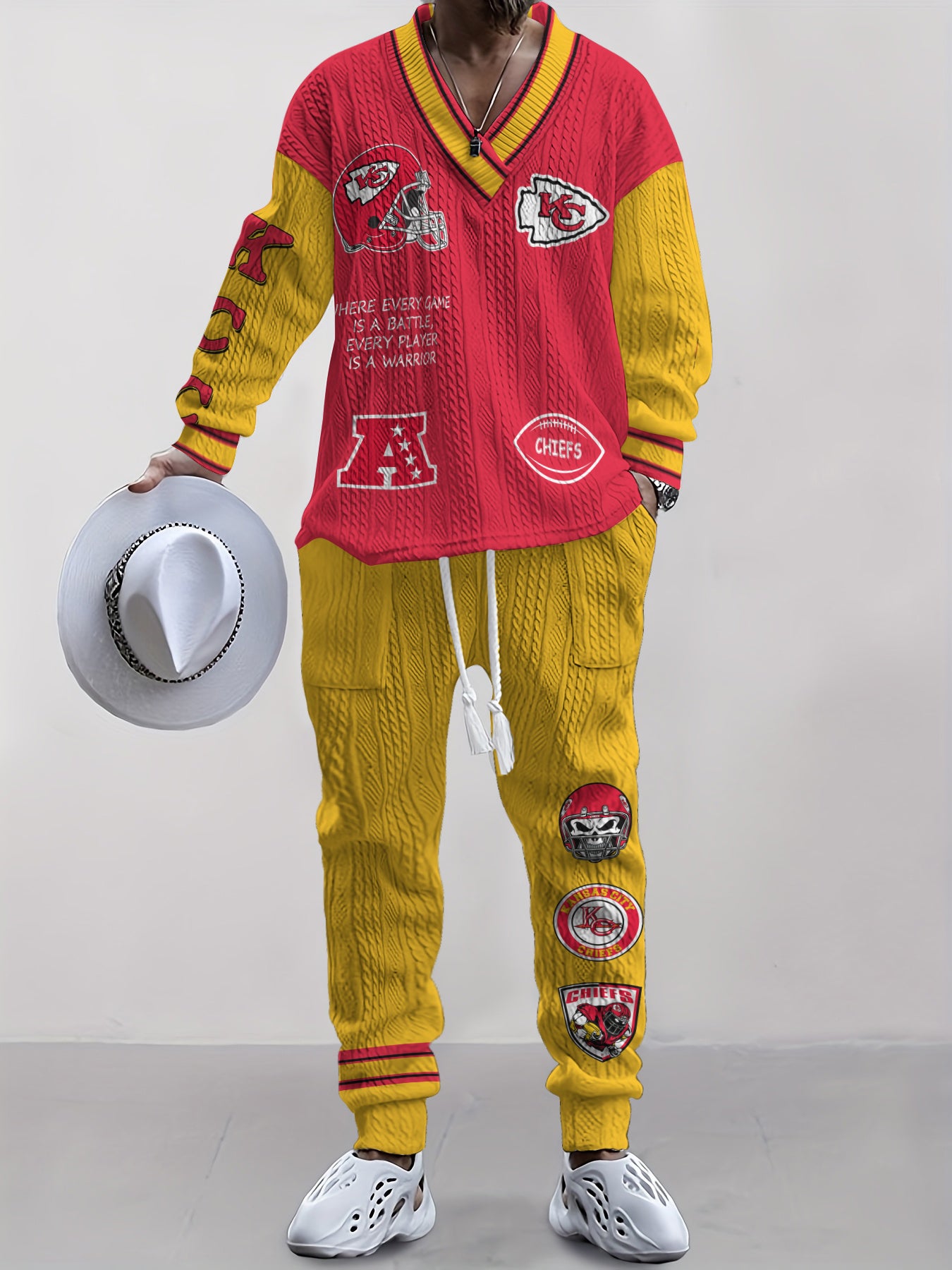 Kansas City Chiefs  Classic All-Season Long Sleeve V-Neck Pullover Sweater