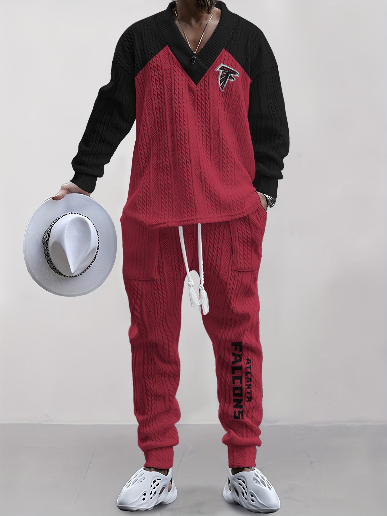 Atlanta Falcons Classic  All-Season Long Sleeve V-Neck Pullover Sweater