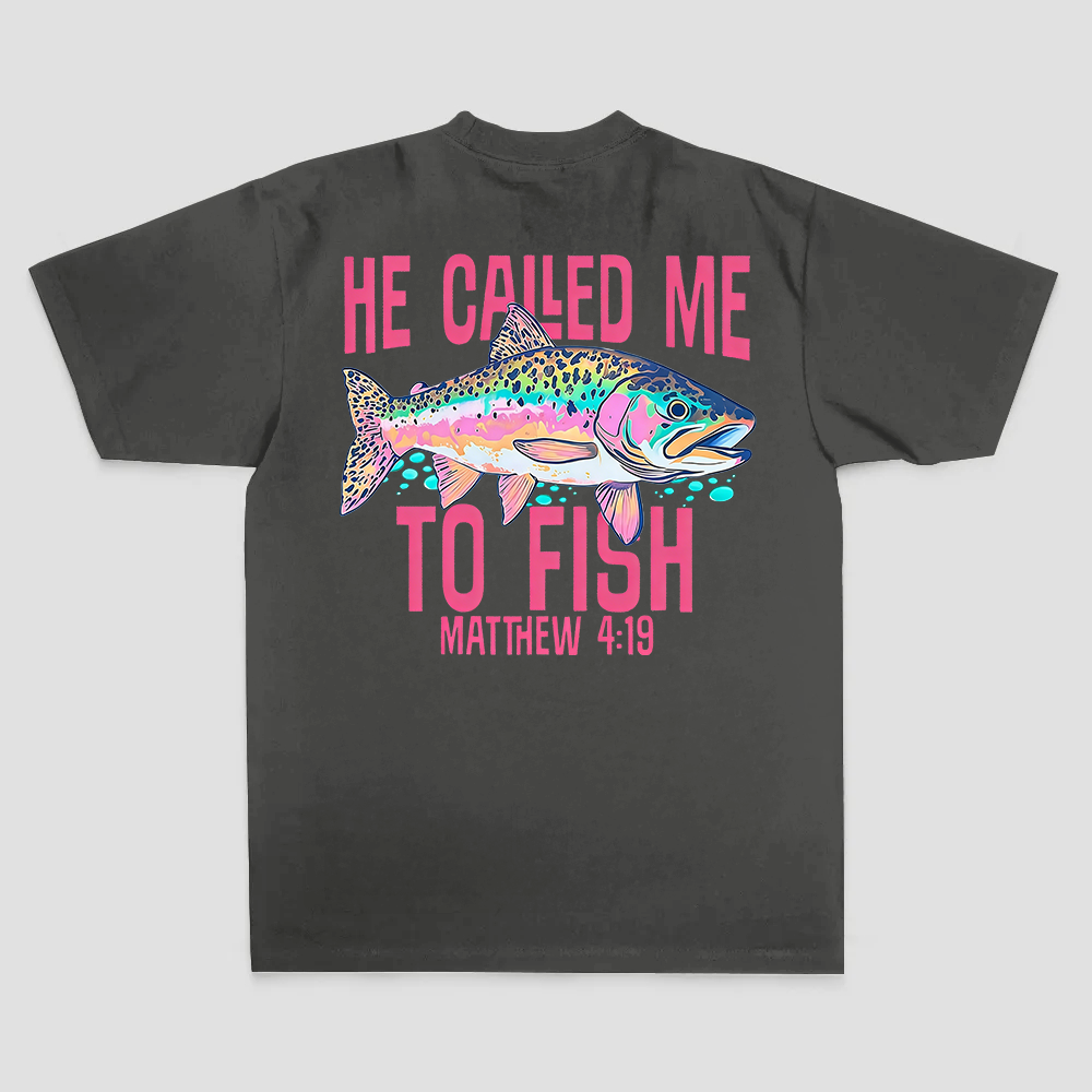 He Called Me To Fish Matthew 4:19 Printed Men's T-shirt