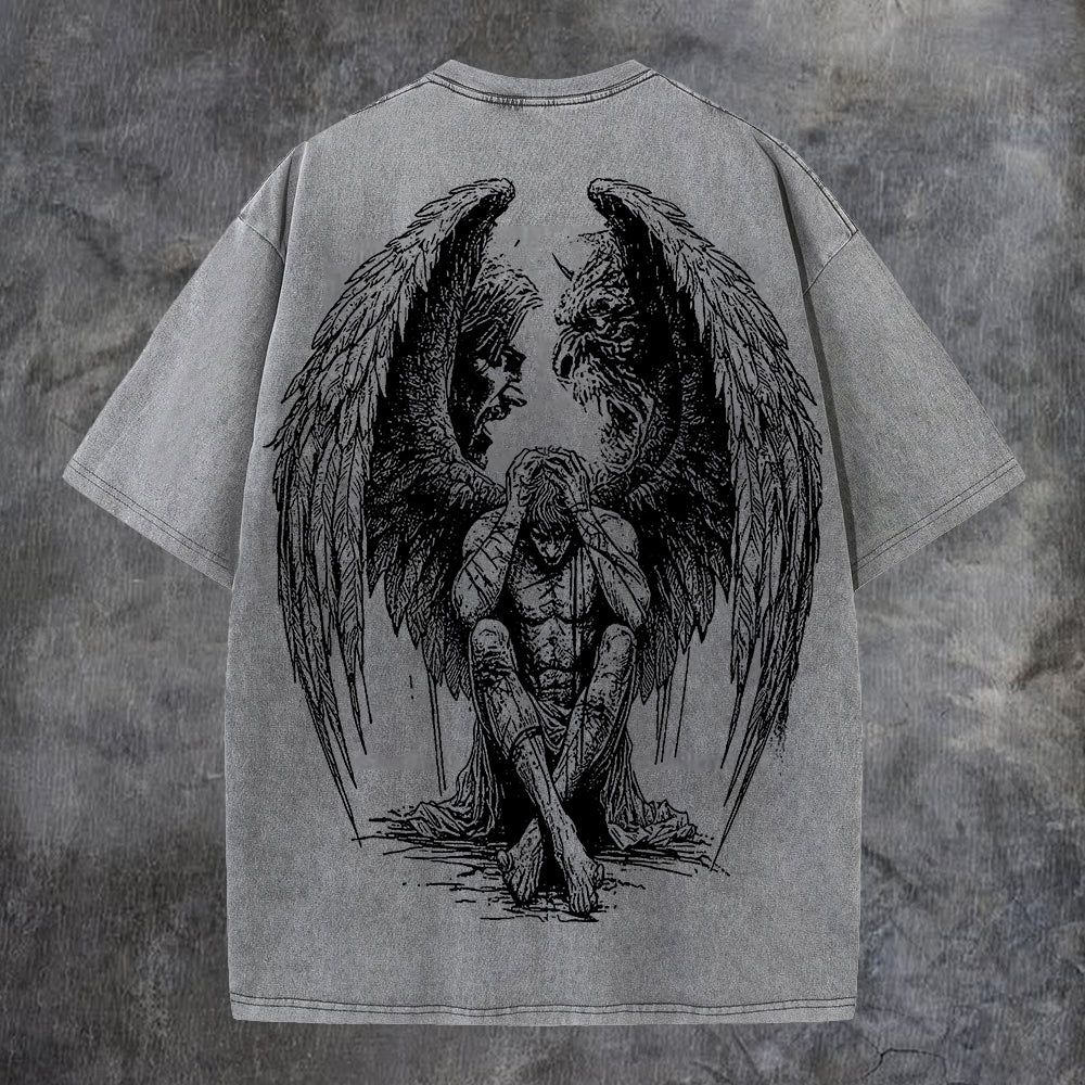 Contradictory Angel Printed Men's Washed Tee