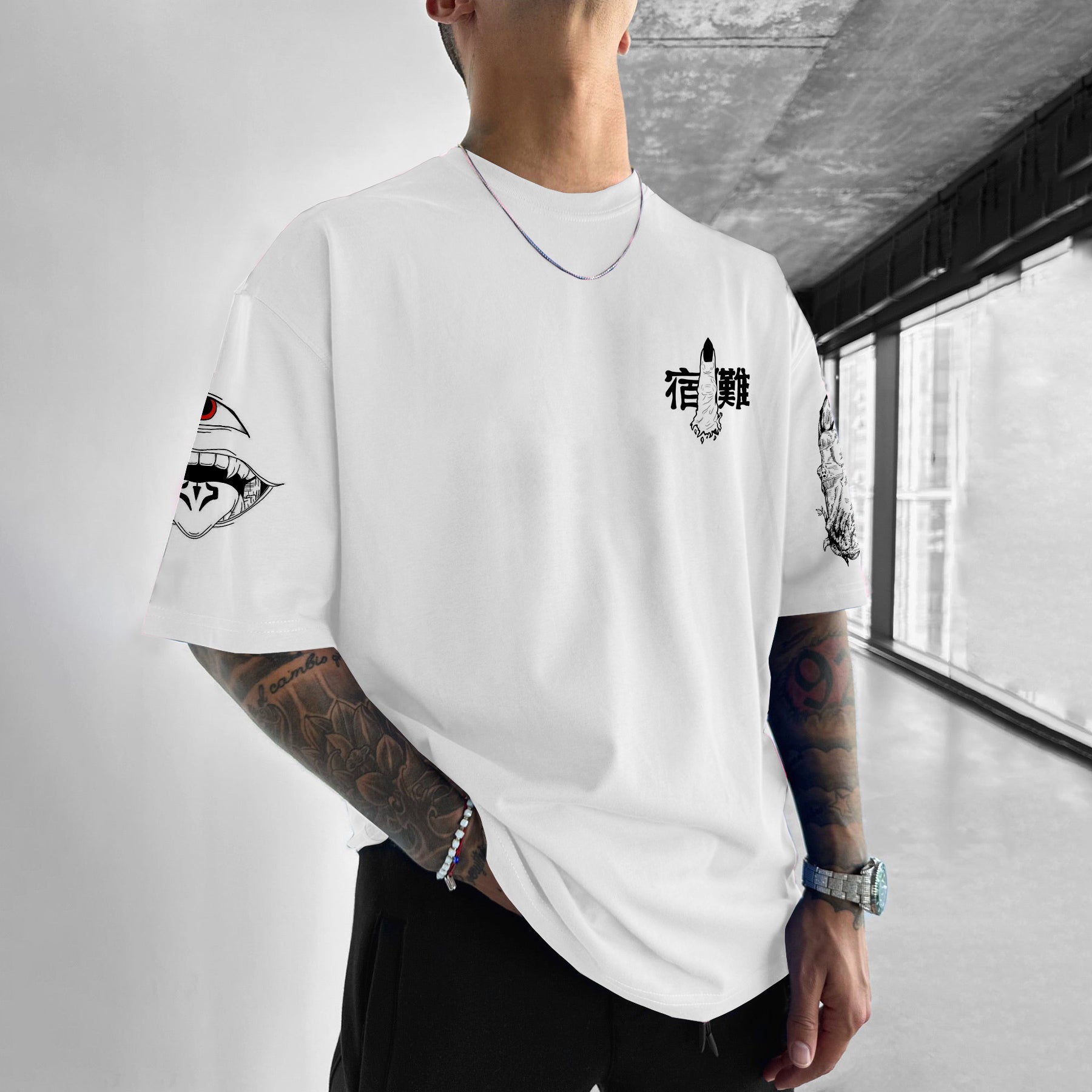 Oversized Casual Jujutsu Kaisen Villain Print T-Shirt