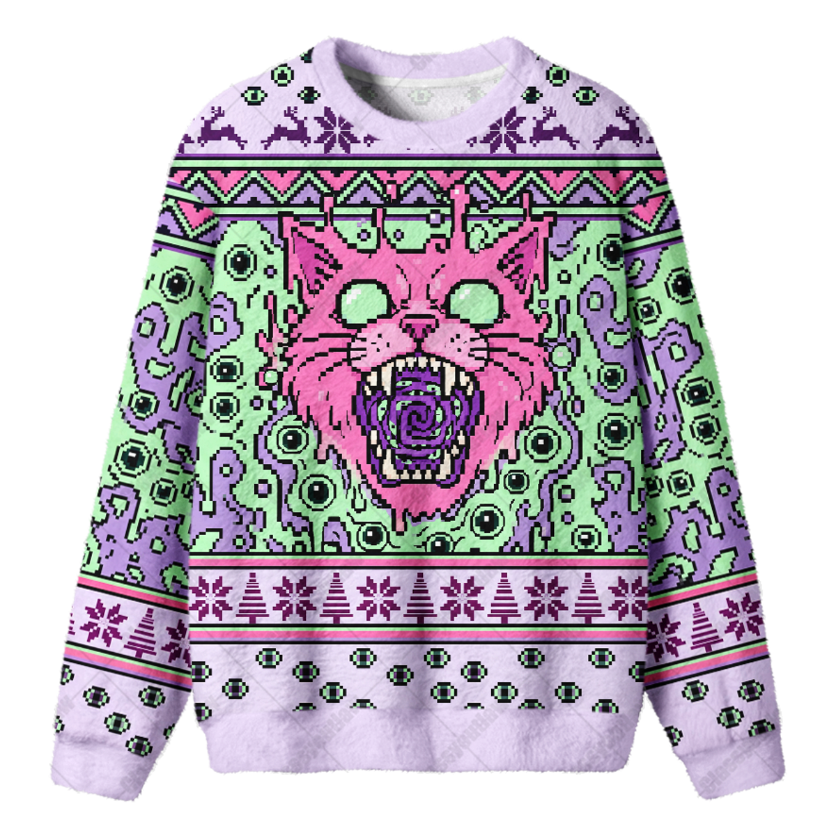 MONSTER CAT UGLY CHRISTMAS SWEATSHIRT — image 1