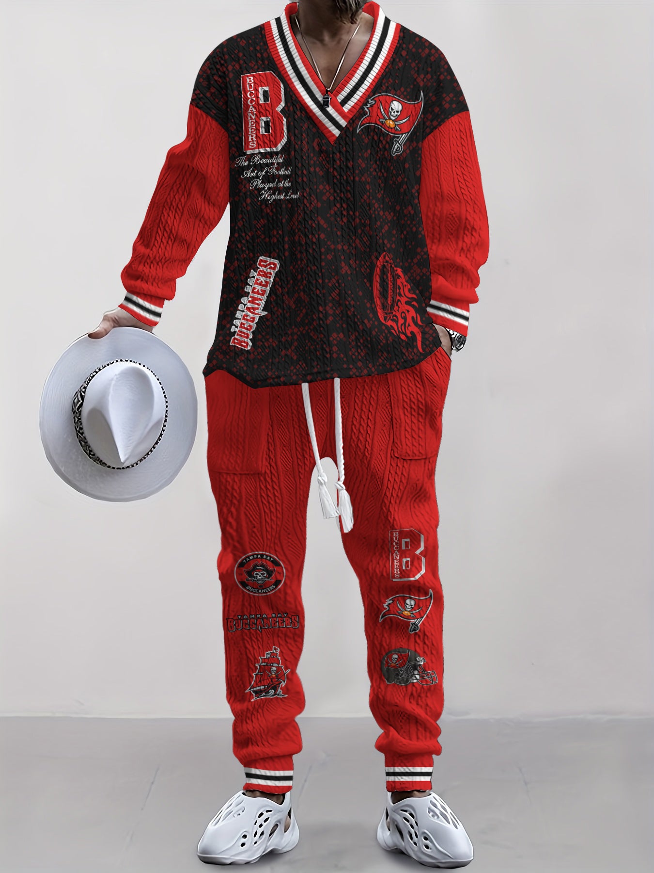 Tampa Bay Buccaneers  Classic All-Season Long Sleeve V-Neck Pullover Sweater