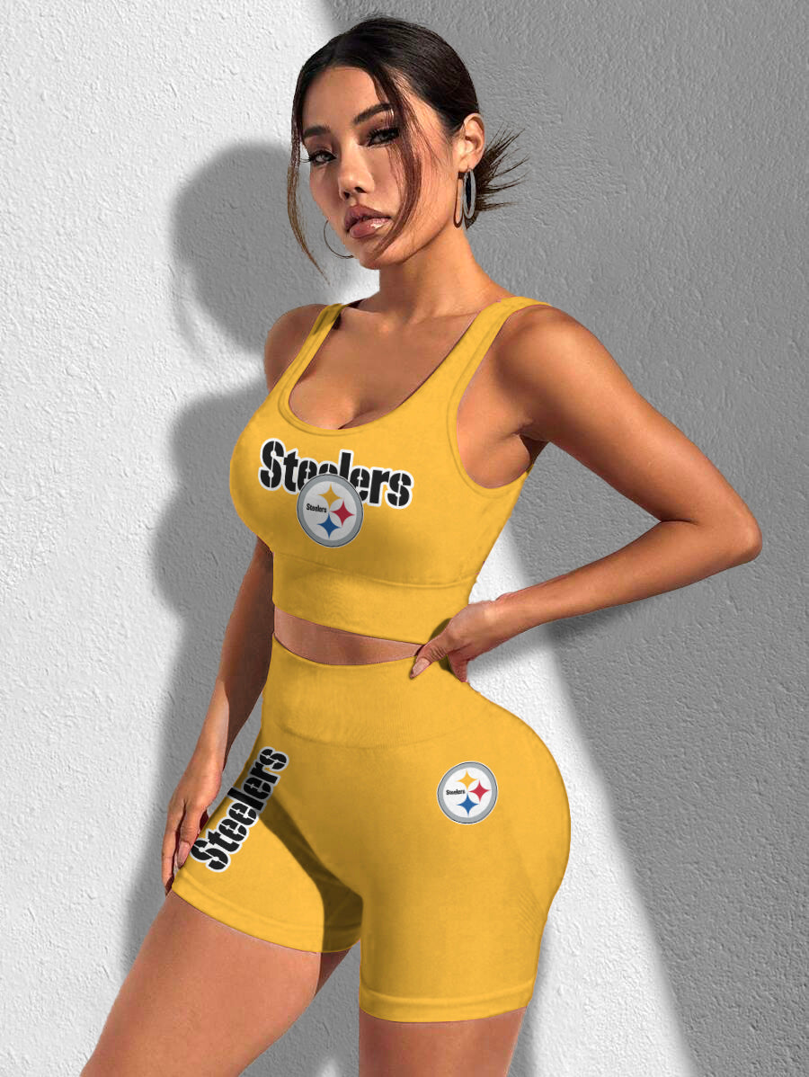 Pittsburgh Steelers Sports Bra & Shorts Gym Set