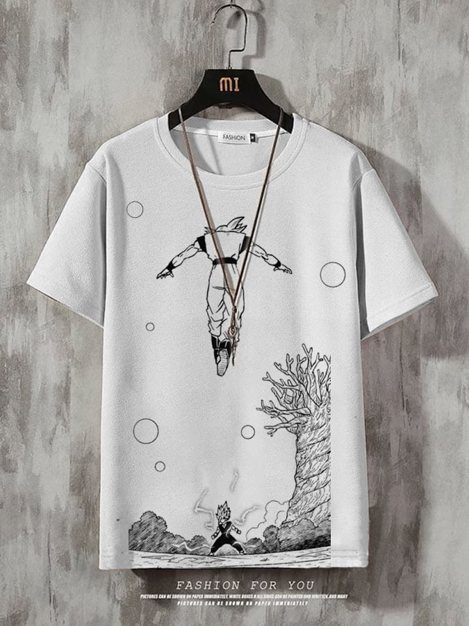 Men's Fashion Casual Gradient Anime Print T-shirt
