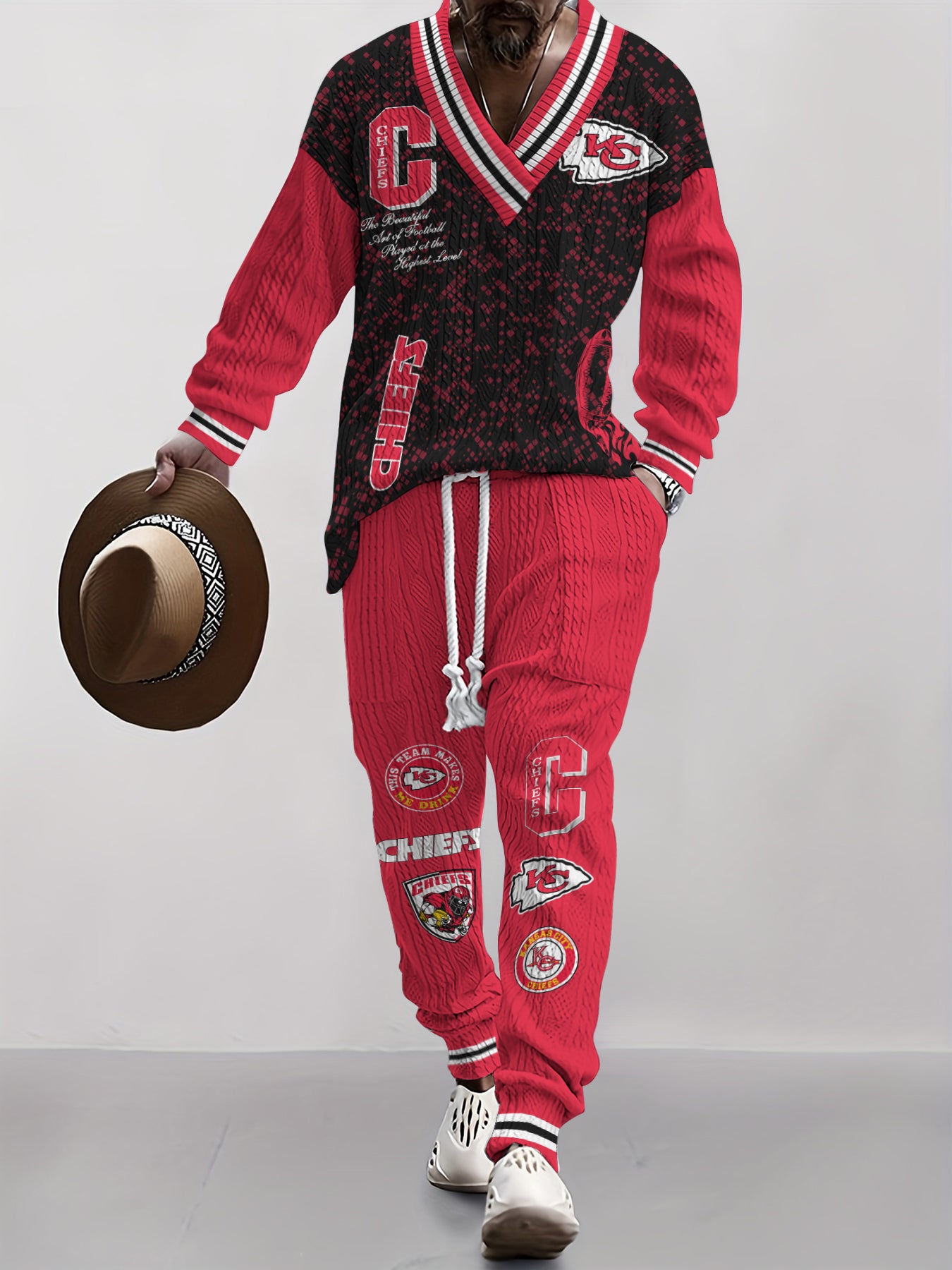 Kansas City Chiefs  Classic All-Season Long Sleeve V-Neck Pullover Sweater