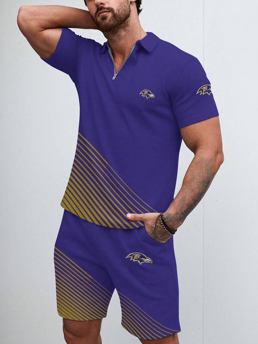Baltimore Ravens Limited Edition ZIP Polo Shirt And Shorts Two-Piece Suits