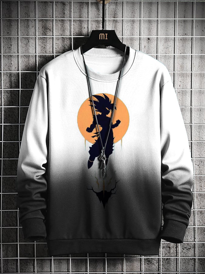 Men's Fashion Casual Anime Gradient Printed Sweatshirt