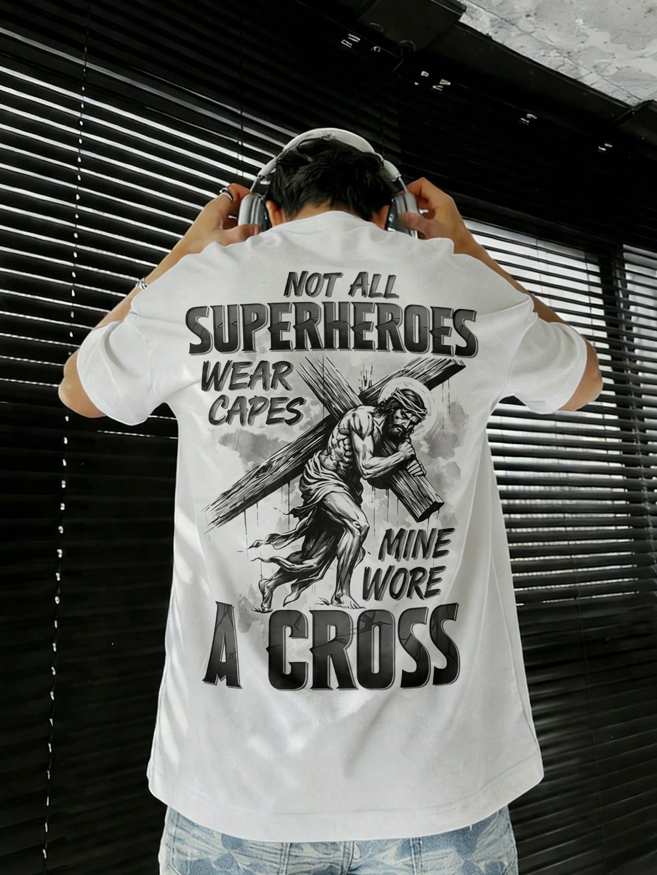 Not All Superheroes Wear Capes Mine Wore A Cross Printed Men's T-shirt