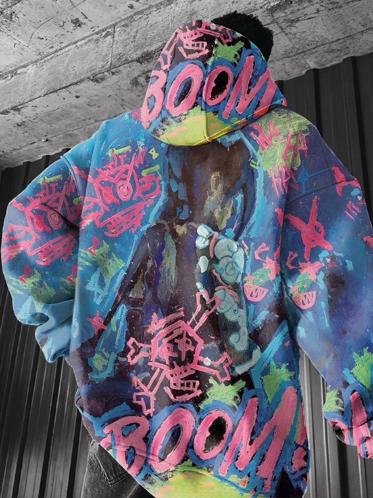 Men's Anime Printed Hooded Sweatshirt