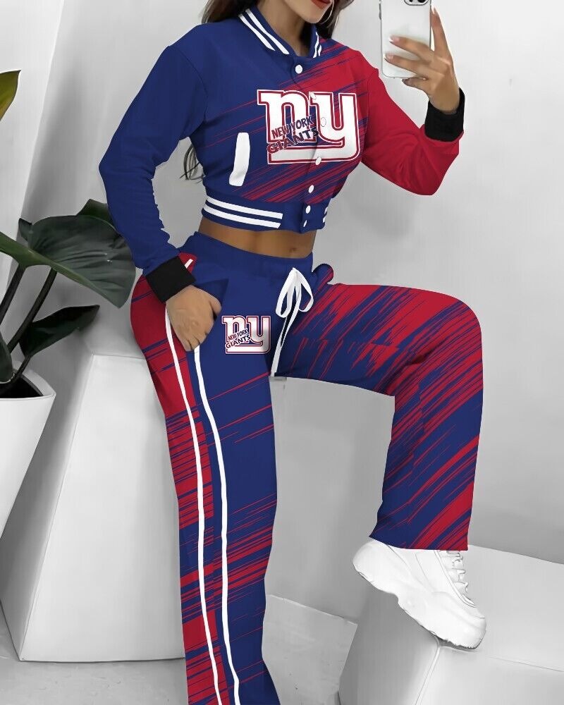 New York Giants 3D Printed Varsity Jacket Set