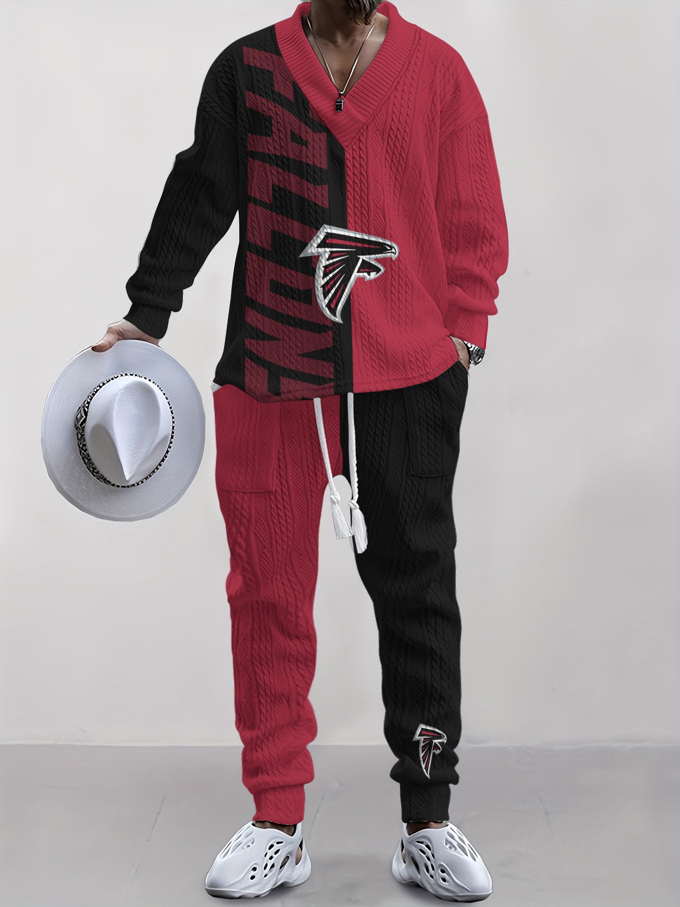 Atlanta Falcons  Classic All-Season Long Sleeve V-Neck Pullover Sweater