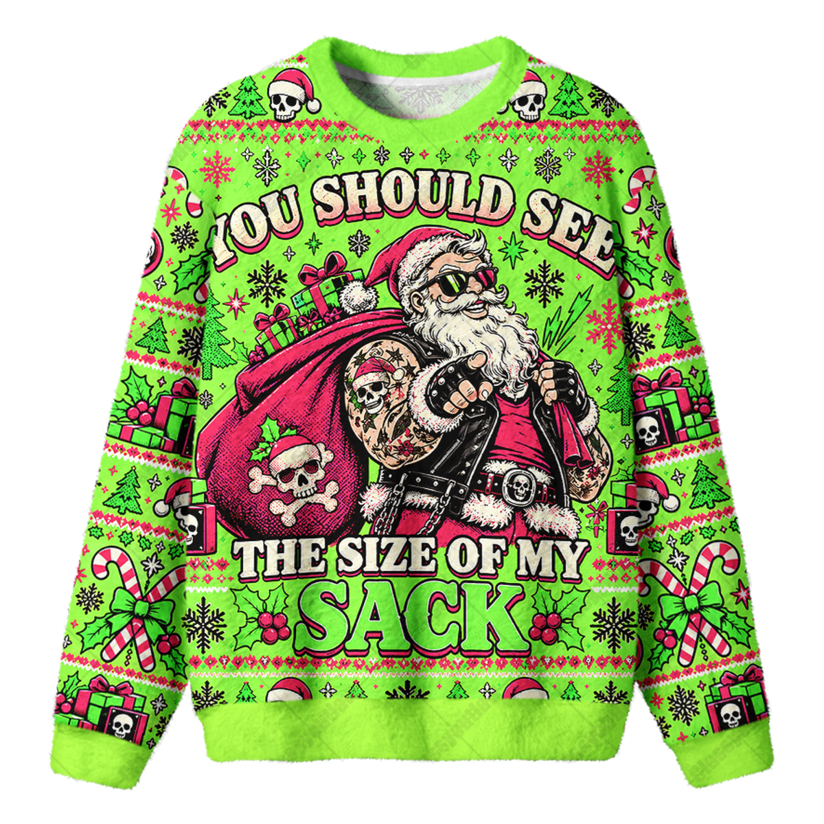 BIKER SANTA UGLY CHRISTMAS SWEATSHIRT — image 1
