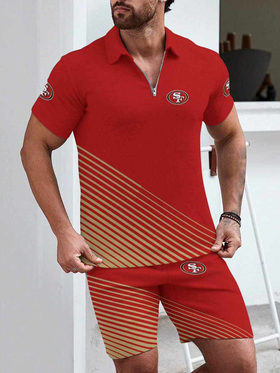 San Francisco 49ers Limited Edition ZIP Polo Shirt And Shorts Two-Piece Suits