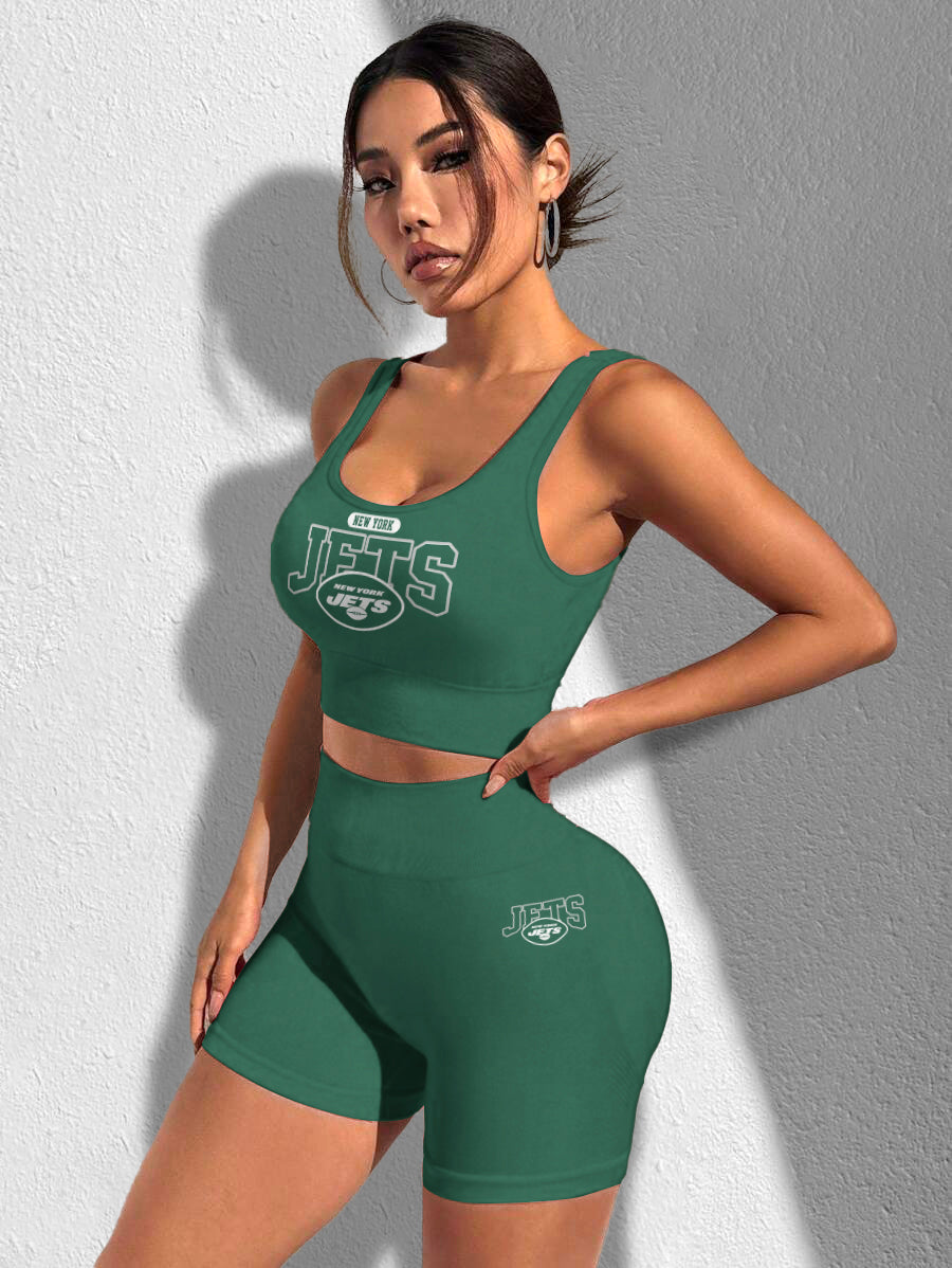 New York Jets Sports Bra & Shorts Gym Set