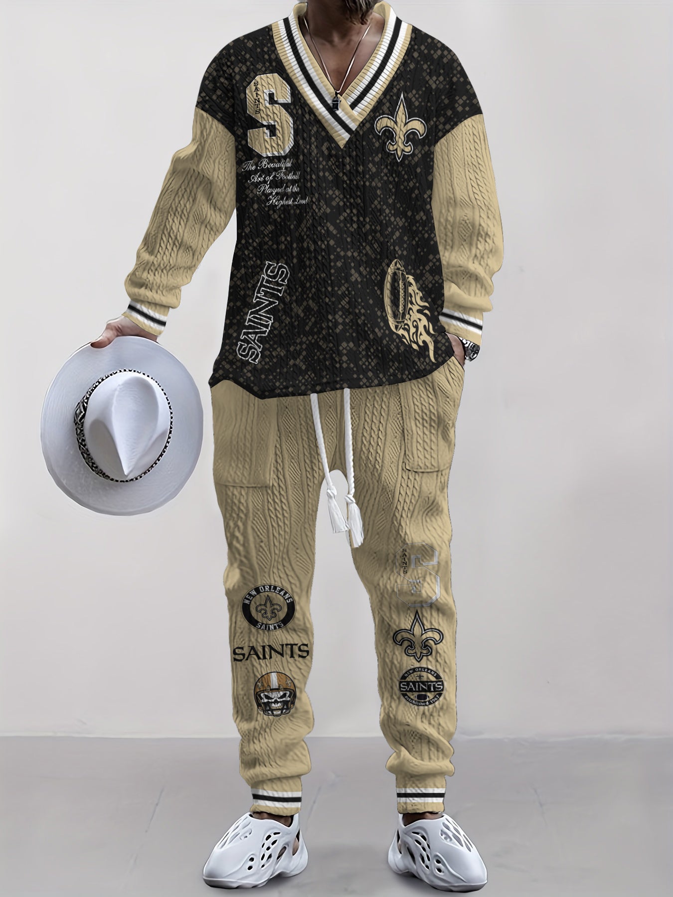 New Orleans Saints  Classic All-Season Long Sleeve V-Neck Pullover Sweater