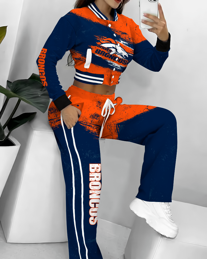 Denver Broncos 3D Printed Varsity Jacket Set